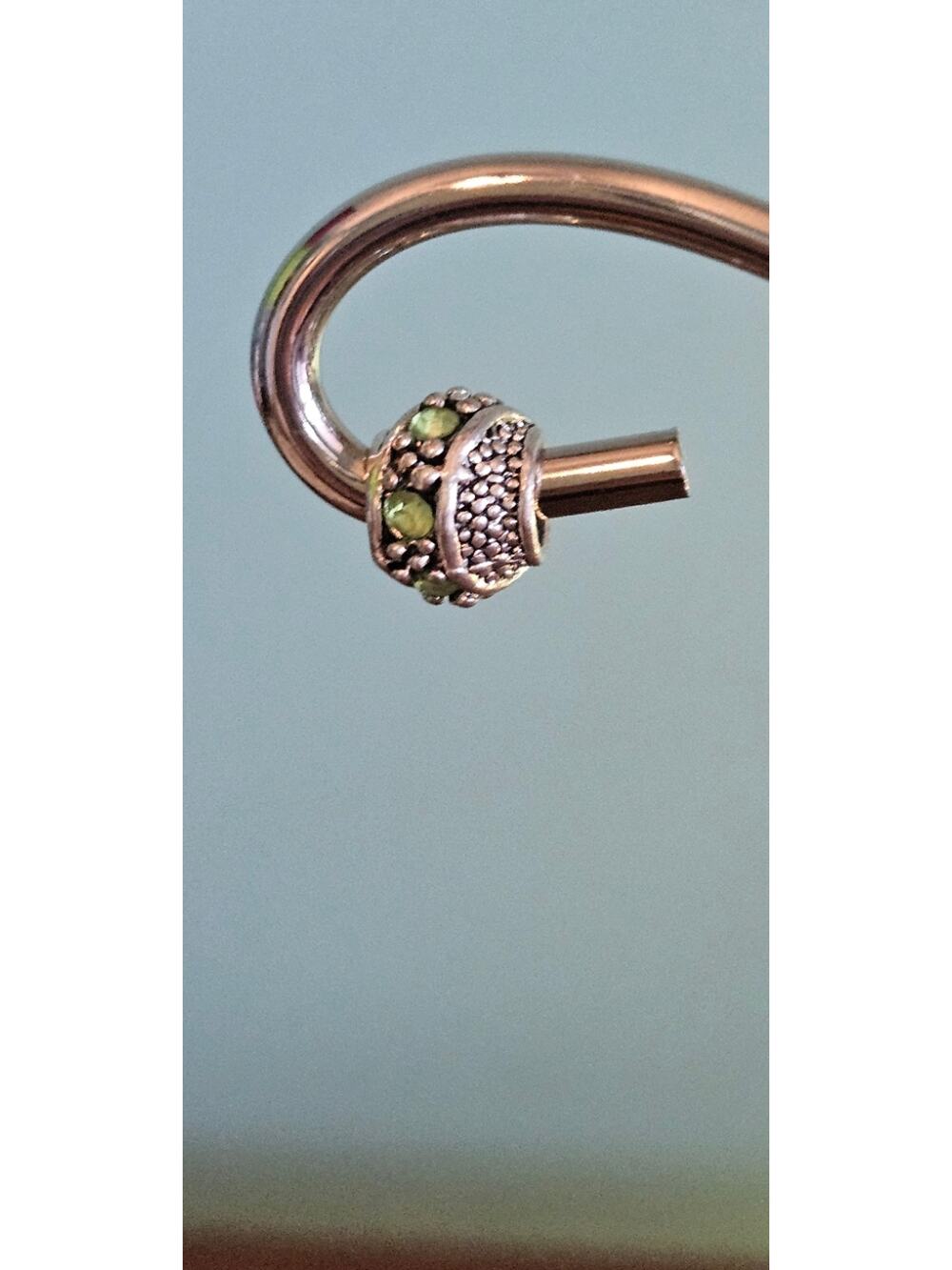 Green Crystal Diagonal Pattern Silver Spacer Bead Set 2